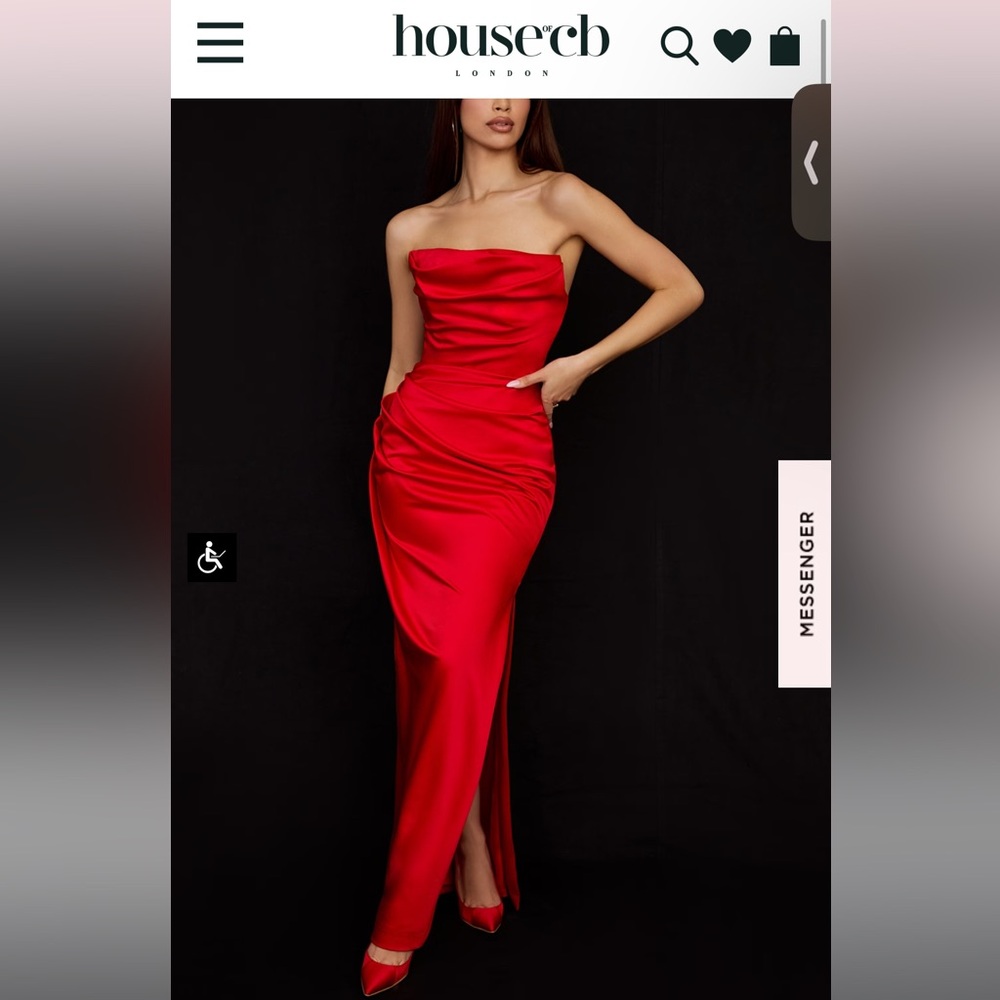 House of CB Red Strapless Maxi Dress plus cup